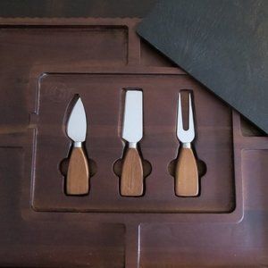 New Shanik Rectangle Charcuterie Acacia Wooden Cheese Board Cheeseboard Set